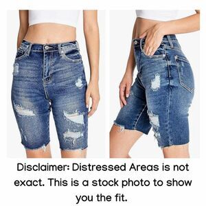 Charlotte Russe Intentionally Distressed Denim Shorts or Capri Pants